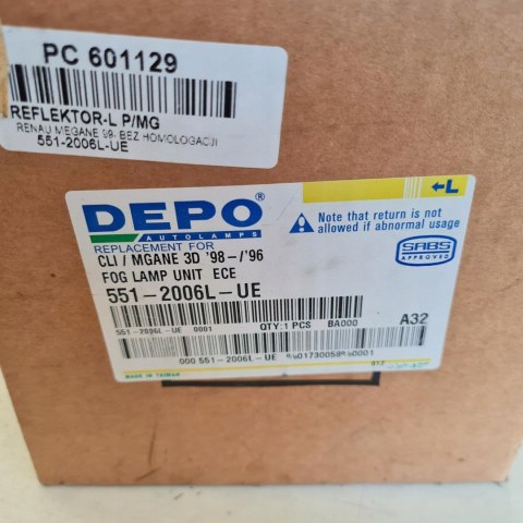 OPEL MOVANO RENAULT MASTER II REFLEKTOR PRZECIWMGŁOWY HALOGEN 551-2006L-UE