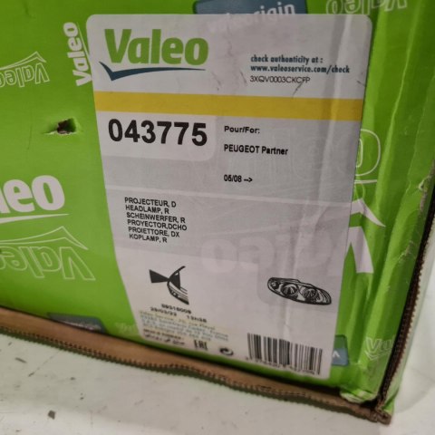PEUGEOT PARTNER II 08-12 LAMPA REFLEKTOR PRAWY VALEO 043775