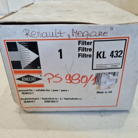 RENAULT MEGANE II 1.5 DCI FILTR PALIWA KNECHT KL 432