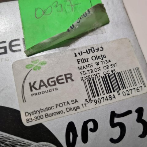 ALFA ROMEO 164 LANCIA PRISMA FILTR OLEJU KAGER 10-0093