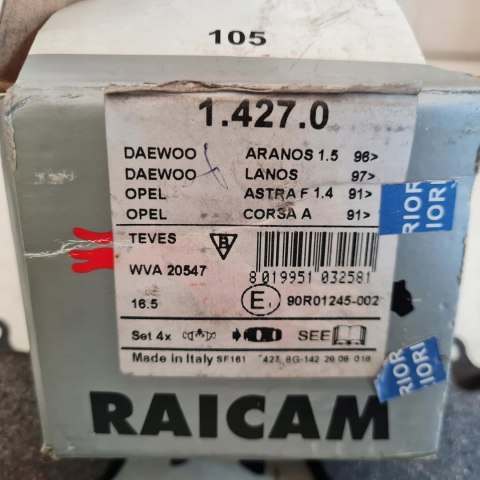 DAEWOO LANOS OPEL ASTRA F KLOCKI HAMULCOWE KPL RAICAM 1.427.0